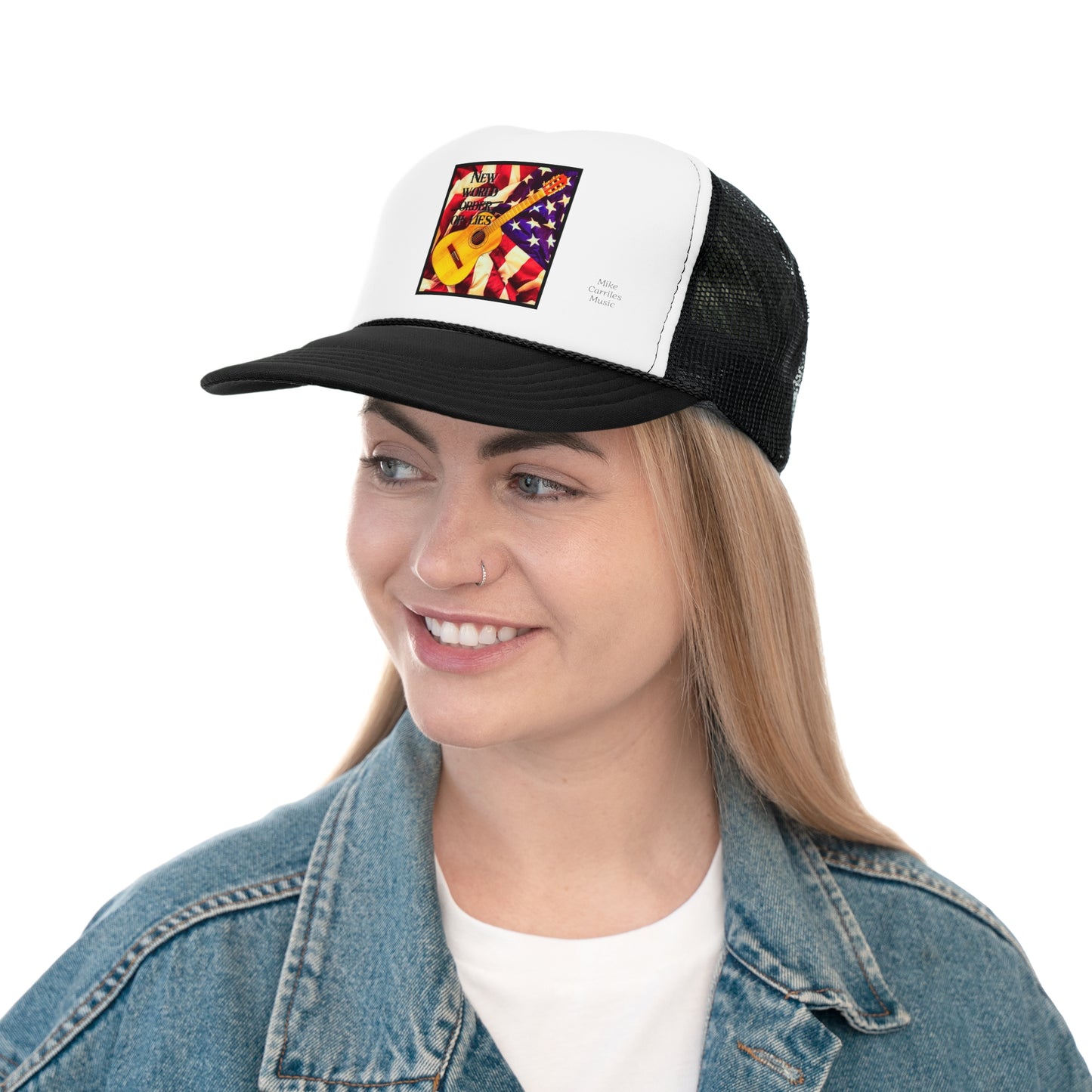 New World Of Lies Trucker Cap, Custom Cap, Gift for Him, Hat for Couples, Adjustable Snapback, Outdoor or Casual Wear